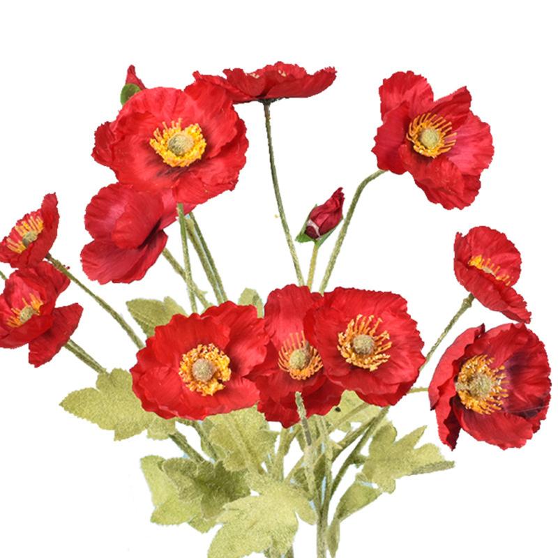 4 Heads Artificial Bouquet Simulation Poppies Fake Silk Flower For Home Wedding Party Decoration