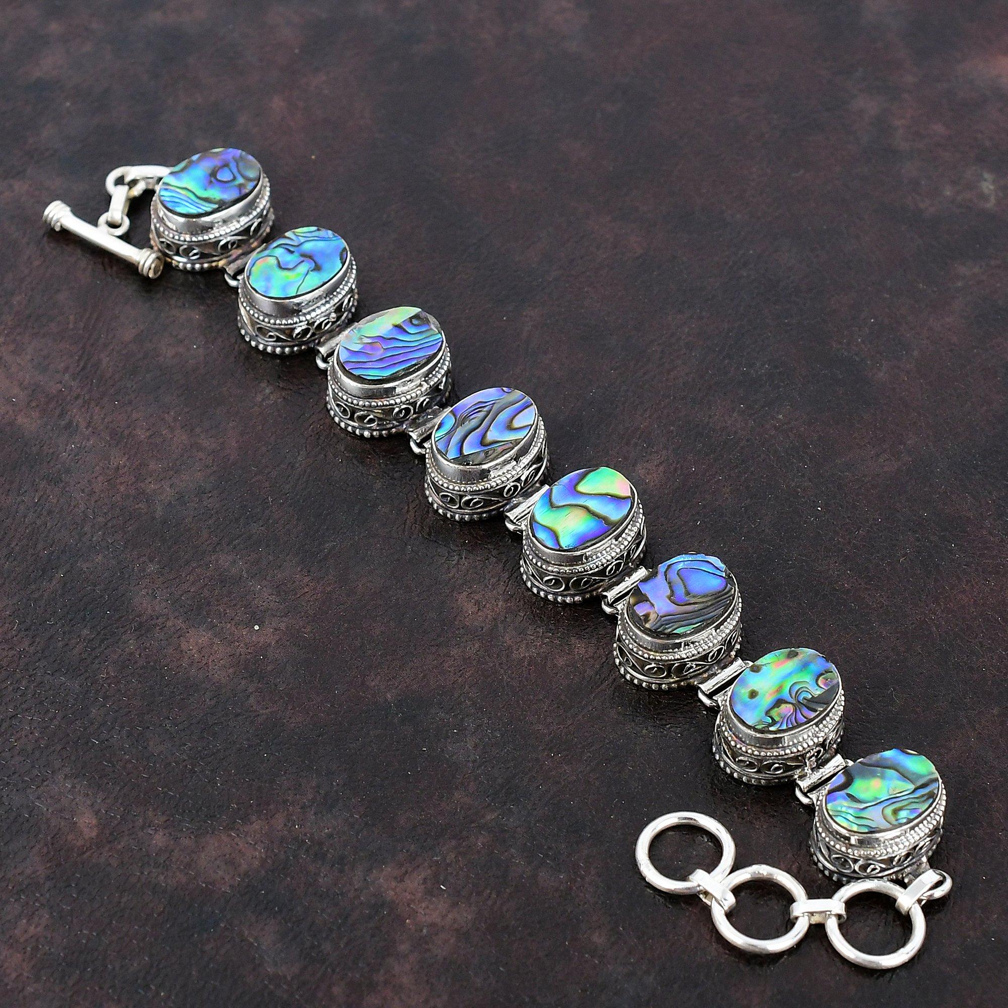 

Браслет из ракушки морского ушка Ювелирные изделия ручной работы из драгоценных камней Браслет из стерлингового серебра 925 пробы Регулируемый браслет-цепочка Подарок для мамы Изящный винтажный браслет Adjustable