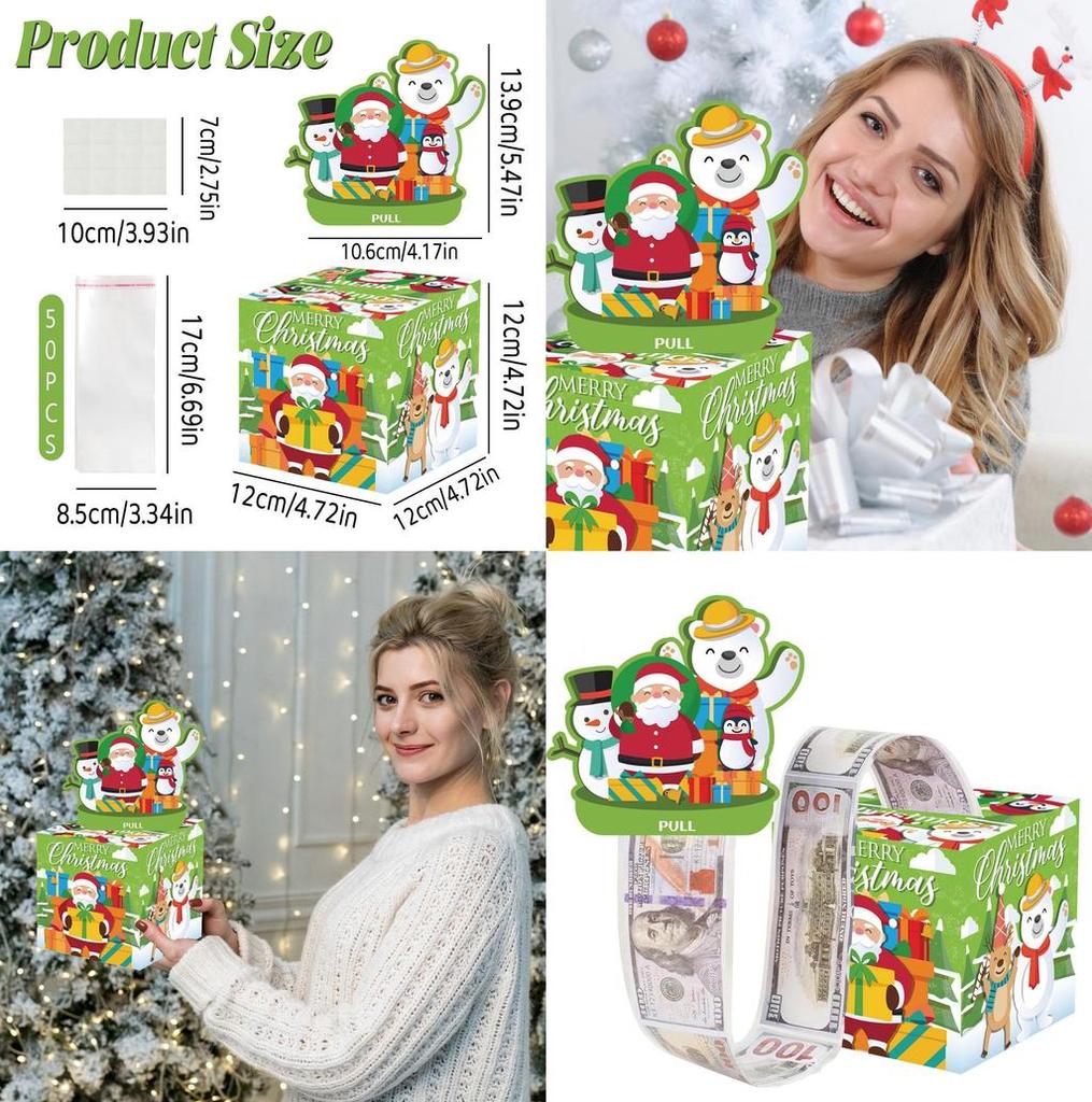 Penguin Snowman Christmas Pattern Paper Table Decor Gift Box For Celebrations