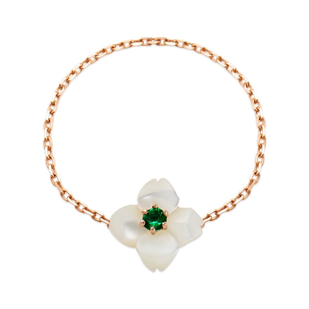 

[Bnbgold] 14K/18K Blume Emerald Lilac Mother-of-Pearl Chain Ring Mnr41033 14K pink gold/ Size: 28