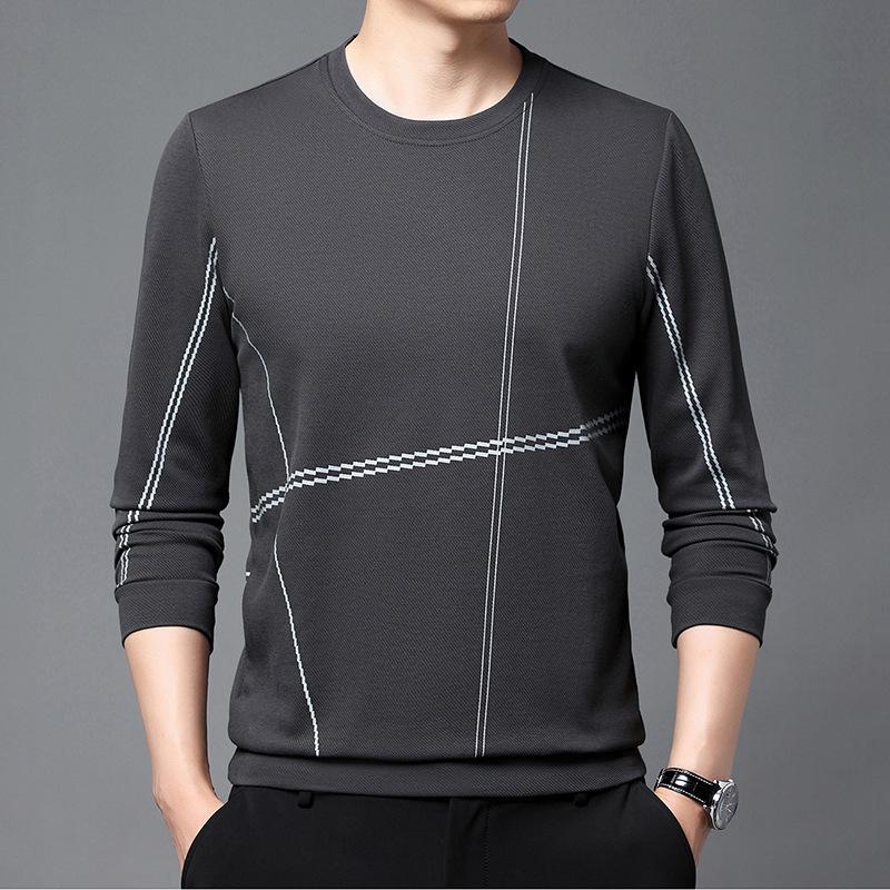 Spring and Autumn Thin Sweatshirt Slim Base Shirt Top Men's Pullover Round Neck Casual Versatile Long Sleeve T-shirt
