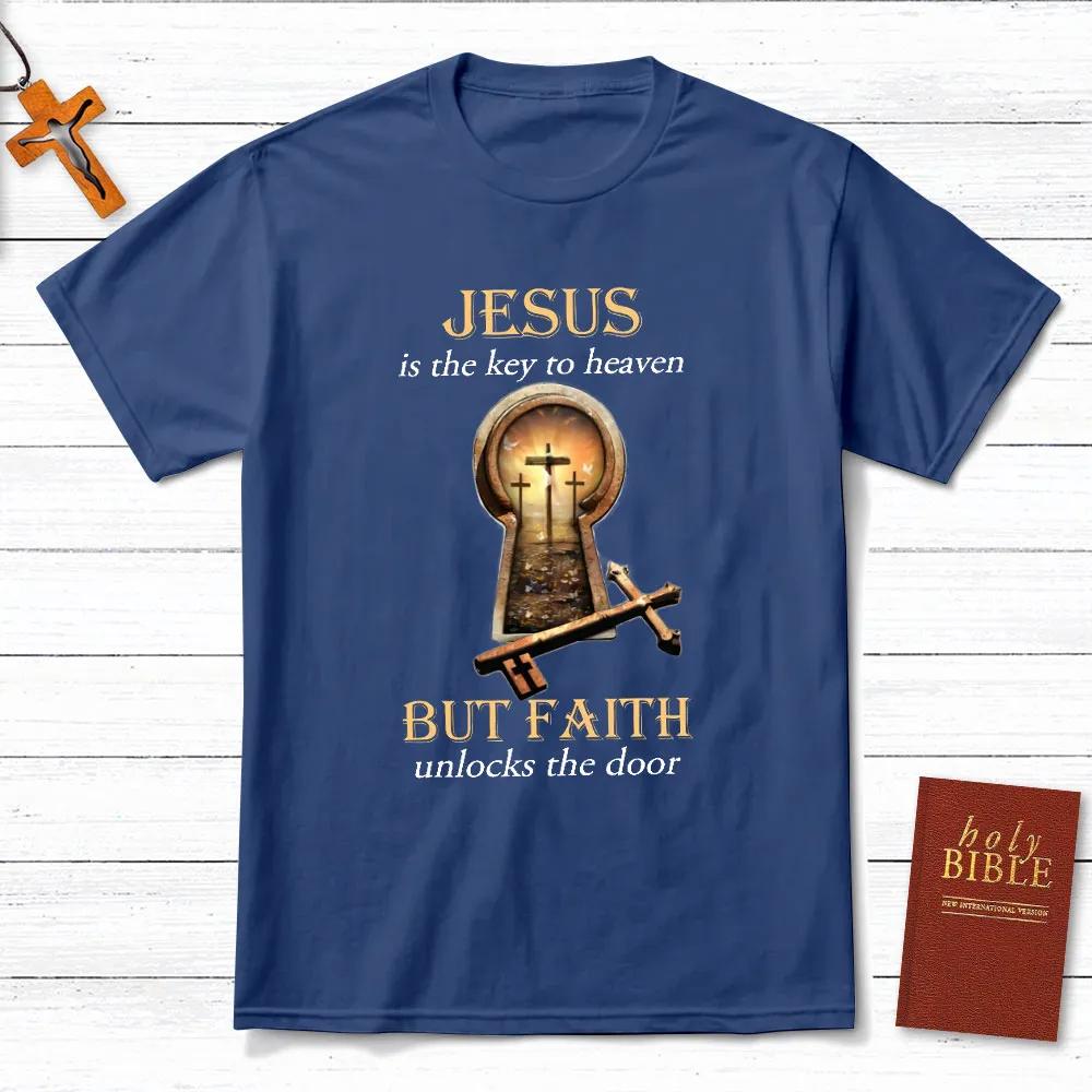 Jesus Is Key To Heaven TShirt Mens and Womens Short Sleeve Cotton Tees Y2k Shirt Men Clothing Summer Blouse Oversize Tops