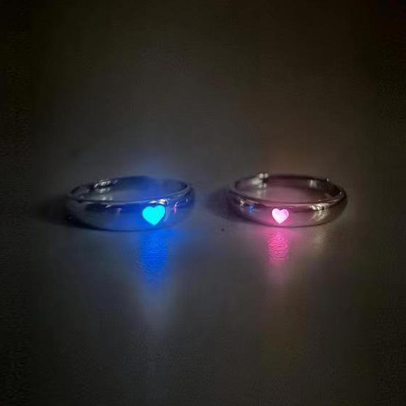 Japanese-Korean Elemexsu Luminous Adjustable Couple Rings