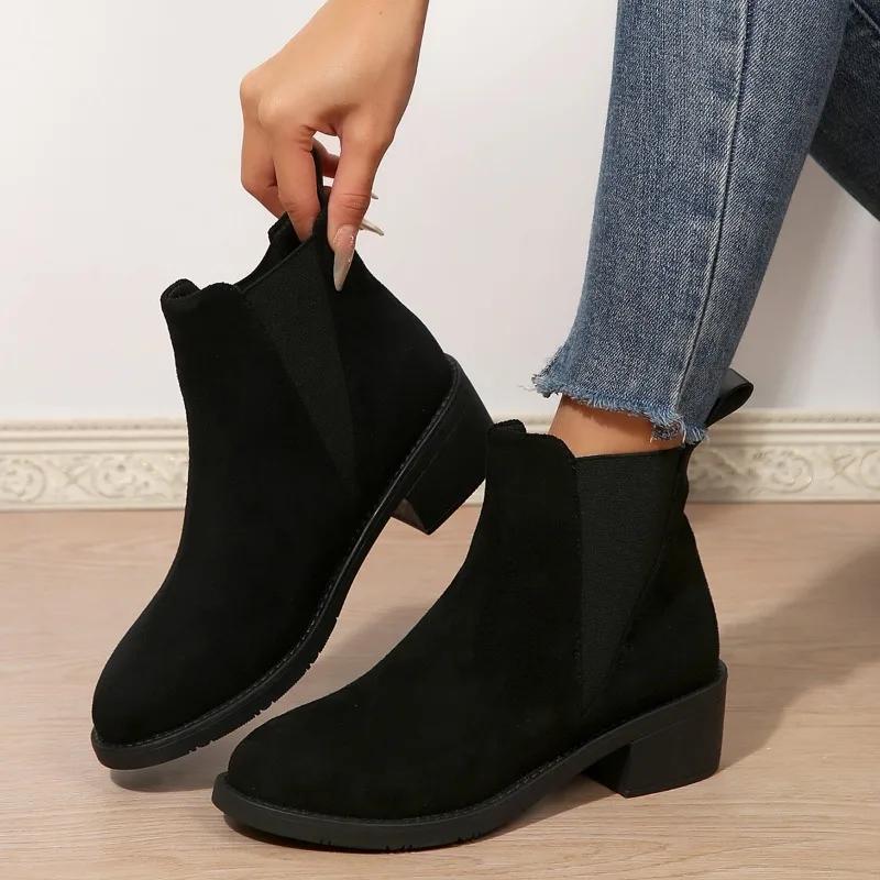 Fashion 2025 Hot Sale Ladies Shoes Slip-on Women's Boots Fashion Round Toe Modern Boots Women New Comfortable Best Seller Ankle Boots