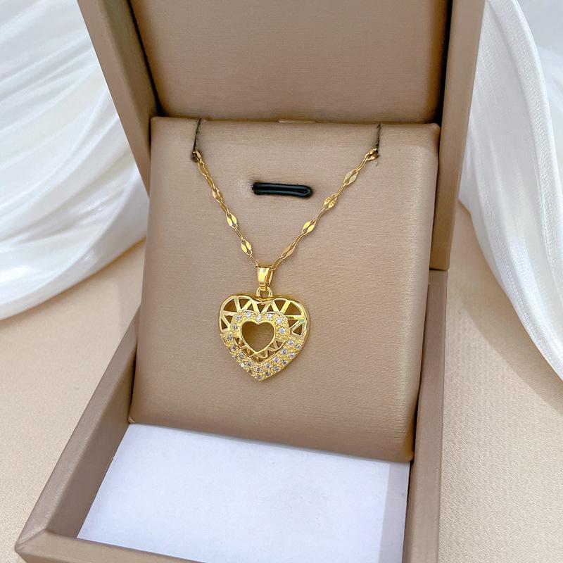 Empty Zircon Love Light Luxury Temperament Gorgeous Full Diamond Necklace Female Versatile Collarbone Chain Titanium Steel Chain