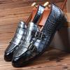Men's Classic Crocodile Grain Microfiber Leather Casual Shoes Mens Buckle Party Wedding Loafers Moccasins Men Driving Flats