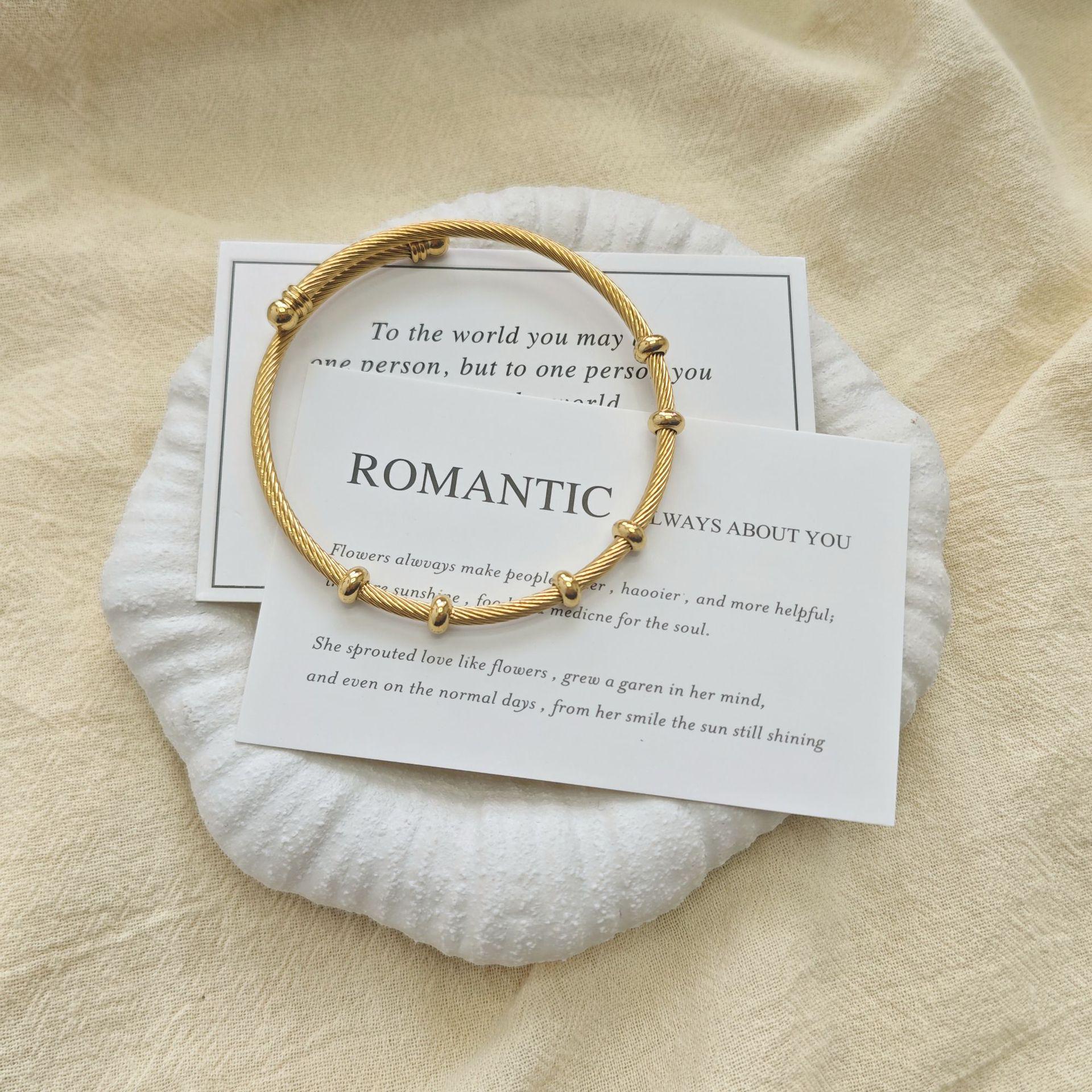 European Style Gold Twisted Round Bead Open Bangle - Elegant Women s Fashion Jewelry