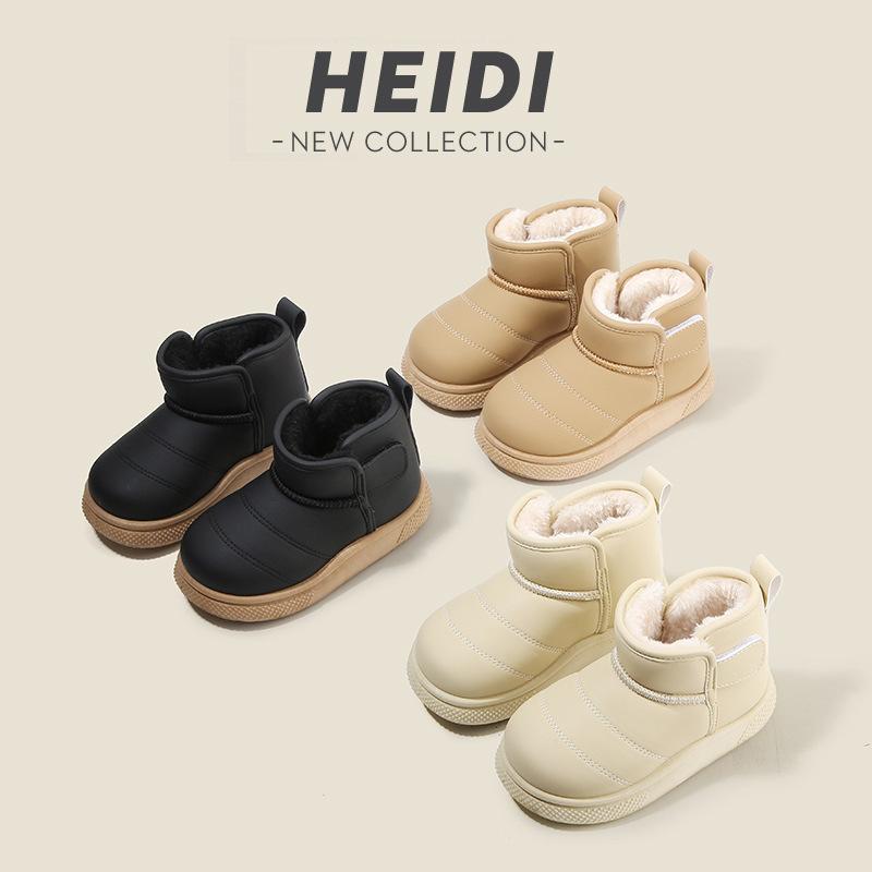 Children's snow boots 2025 winter new boys' short boots piled and thickened girls' cotton boots warm baby cotton shoes