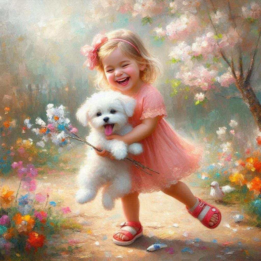 Animal and Girl Full DIY 5D Round Drill Diamond Art Diamond Painting for Adults/Beginners Gift Idea Home Wall Decor 40x40cm