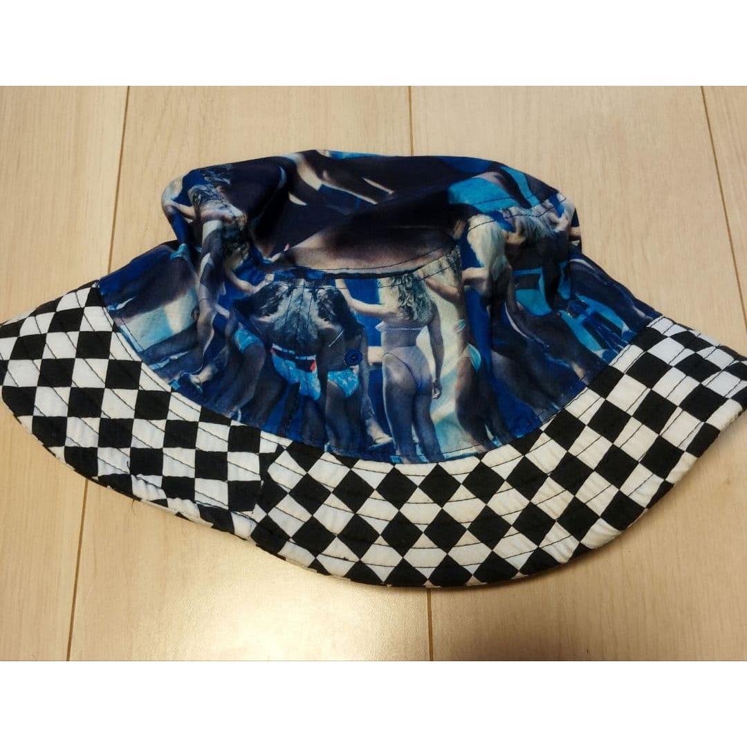 Used VANS Art Print Bucket Hat Check Checkered Summer Sea Beach