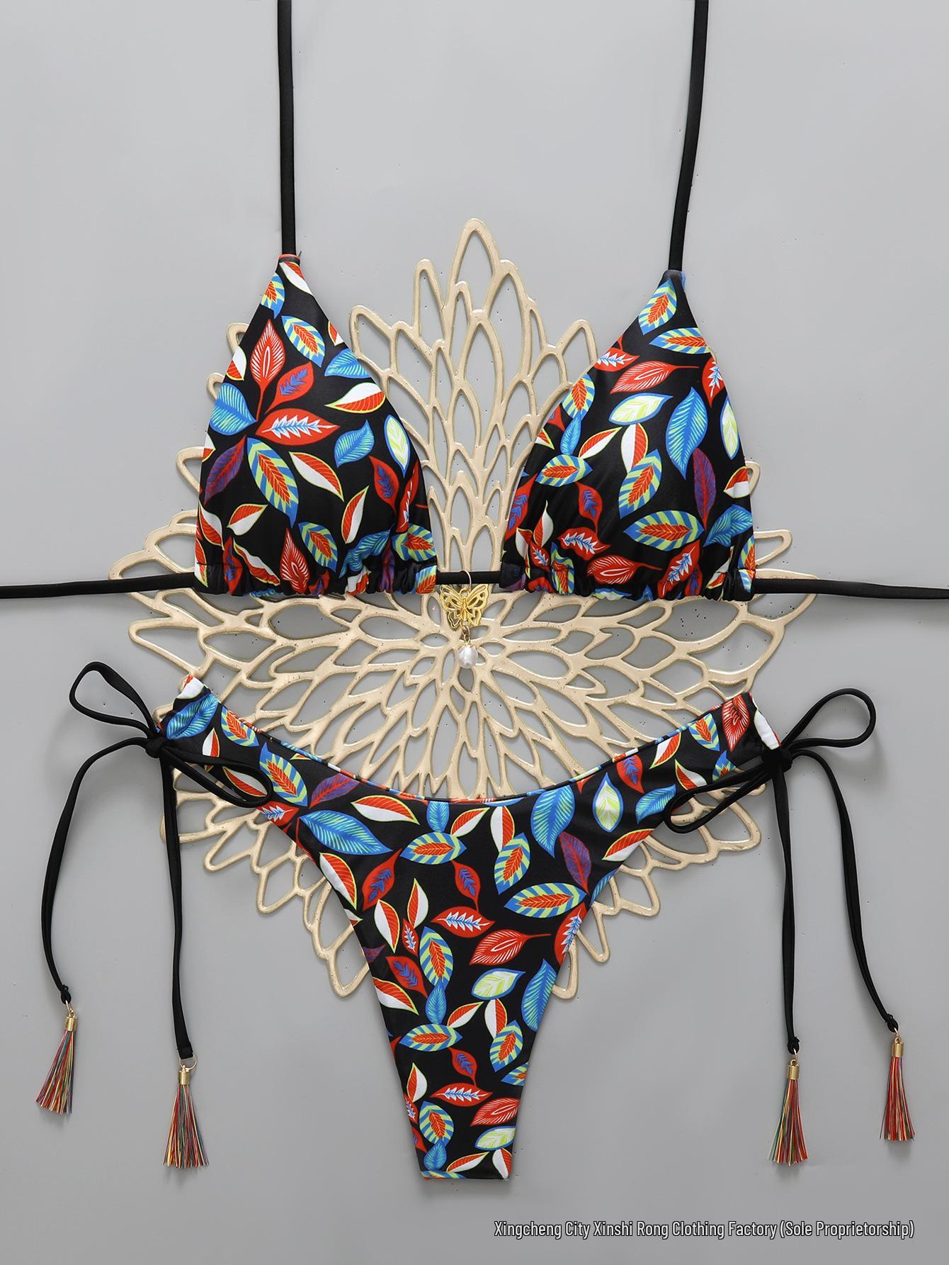 Европейский и американский принт Бикини 2026 - Треугольник, Модный, Сексуальный Купальник для Женщин, В наличии M