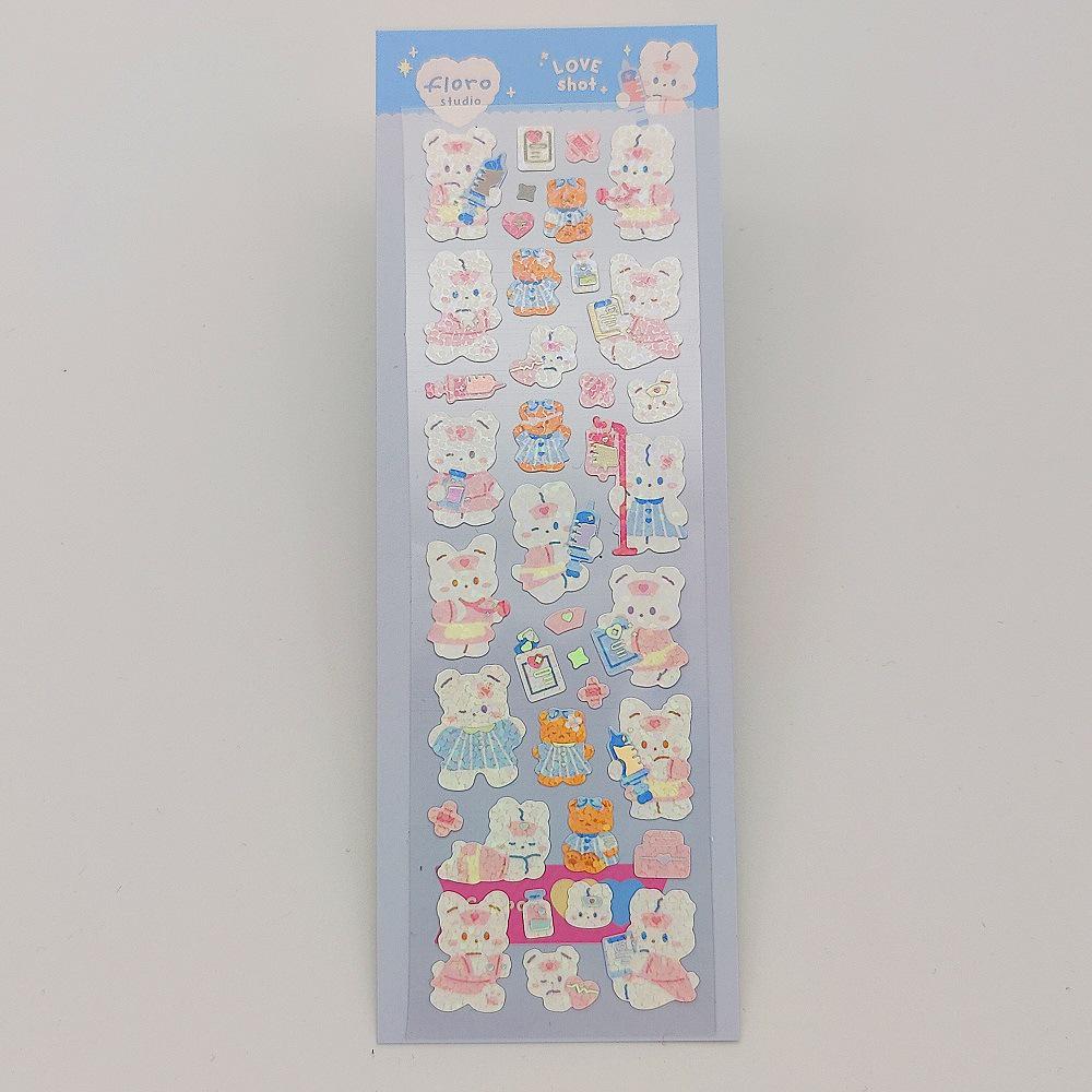 Gukka Korean Cute Rabbit & Four-Leaf Clover Glitter Stickers - Pudding & Rainbow DIY Stanning Set