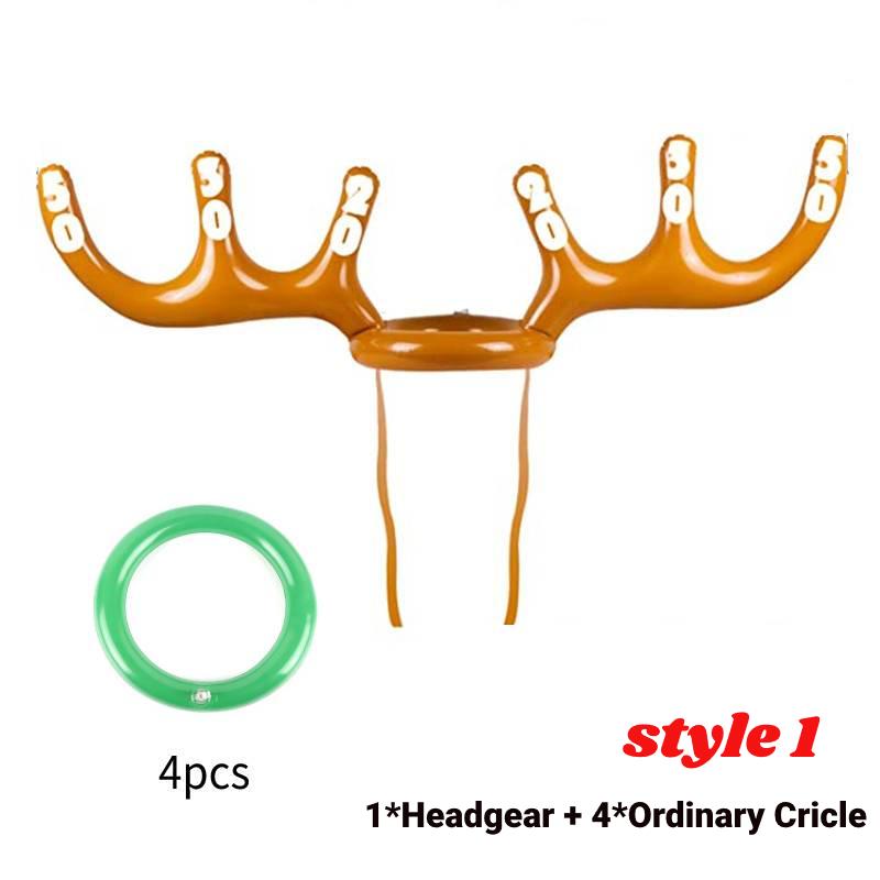 1set Christmas Game Inflatable Funny Reindeer Antler Hat Ring Xmas Kids Gift New Year Christmas Outdoor Inflated Toys
