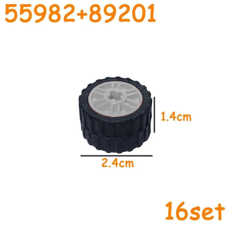 Non-Toxic Technical Tire Wheel Cross Hole Set Car Truck Wheels Hub Bricks Moc Motorcycle Tyre & Rim Construction Building Blocks Toys