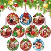 8/10Pcs DIY Christmas Tree Picture Frame Ornaments Wooden Holiday Decorations  Home Decor