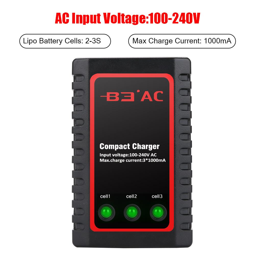 B3AC RC Charger for 2s-3s LiPo Battery Compact Balance Charger 2-3 Cells Lipo Balancing RC Toys