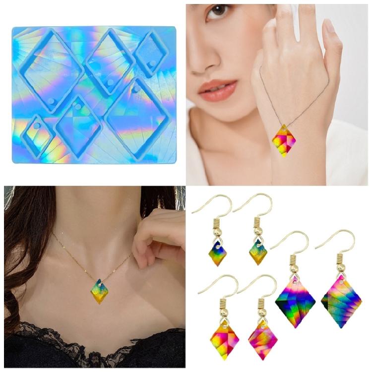 Silicone Mold for Epoxy Casting DIY Craft Rhombus Pendant Decoration Mold Tool