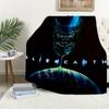 1Pc Alien Earth Print Flannel Blanket, High Quality , Comfortable for All Seasons, Home Decor, Warmth and Comfort, Perfect for Christmas