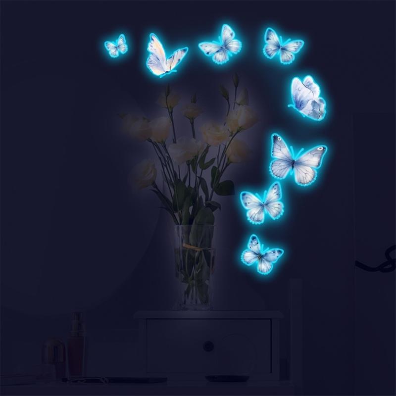 Adhesive PVC Wall Decal Glowing In Dark Butterfly Sticker Nighttimes Home Decors Bedroom Living Room Interior Styling