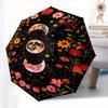Floral Moon Phases Theme 8 Bone Hand Automatic Folding Umbrella, Compact and Portable Design, A Perfect Gift for Birthday, Christmas or Busi