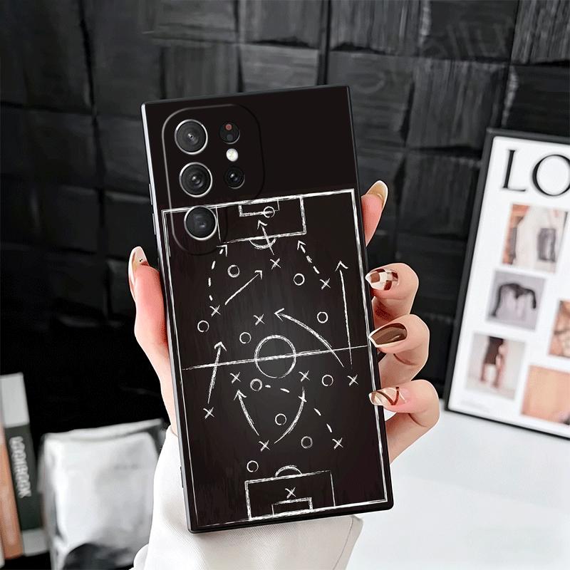 Football Soccer Tactics Time Soft Phone Case for Samsung Galaxy S26 S25 Edge S24 Ultra S23 Plus S22 S21 FE S20 Black Cover Back