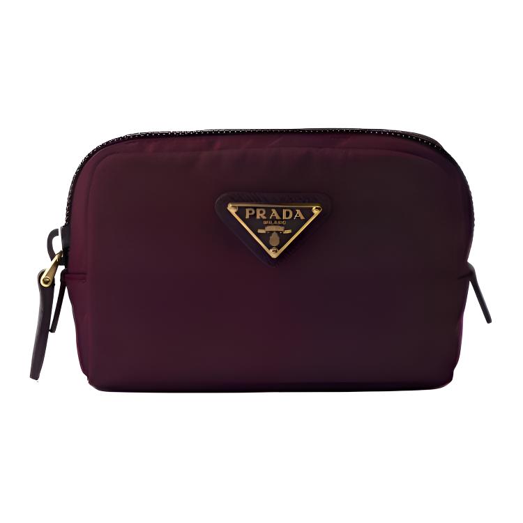 

Prada Re-Nylon Coated Enamel Triangle Metal Logo Recycled Nylon Clutch Women Clutch Burgundy 1ND339_R067_F0GCM Box(Basic Set+Box)