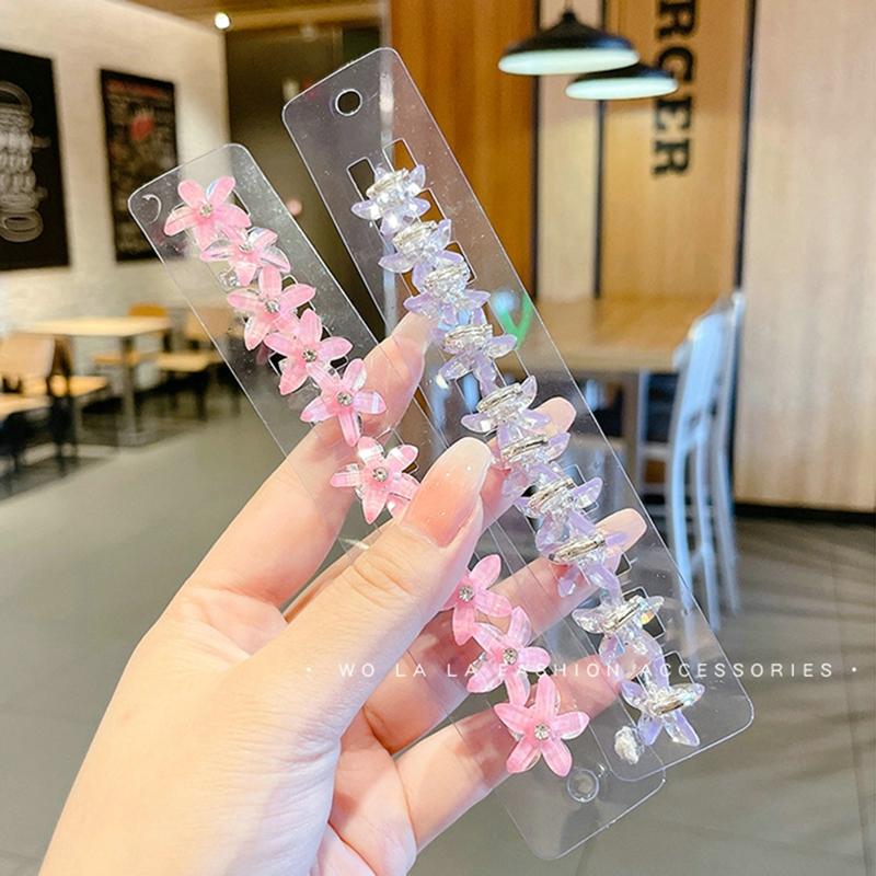10Pcs/set Flower Hair Clips Rhinestones Girl Hair Claws Kids Fashion Hairpins Sweet Headwear Hair Accessories