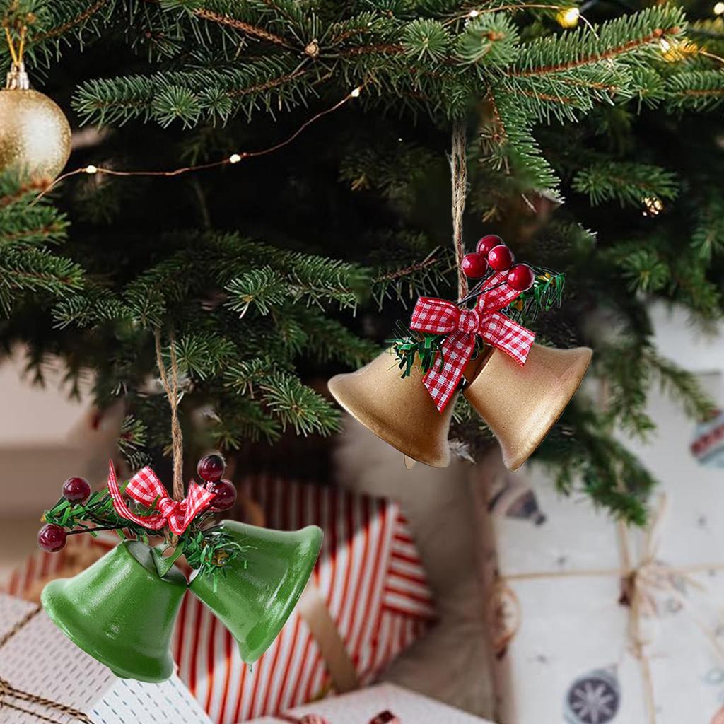 Christmas Bell Ornaments 4 Piece Vintage Metal Hangable Charm Ornamental Bell For Fireplace Window Living Room Tree Door Wreath