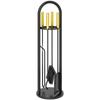 5-delige Metalen Haardgereedschap Set met Bezem, Schep, Tang, Pook en Standaard, 20x20x71 cm, Goud