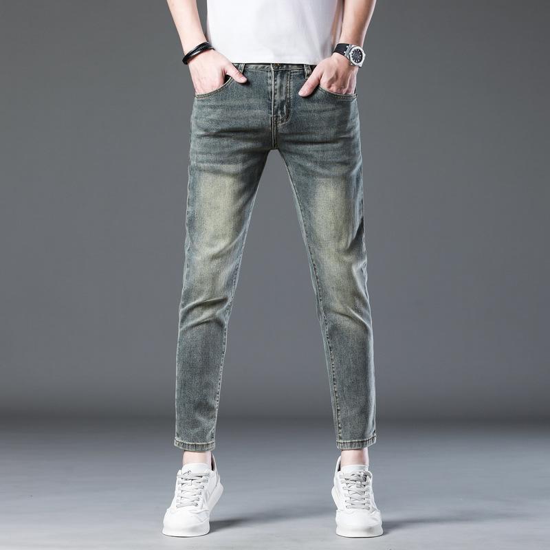 

Новые летние джинсы слим девять точек стрейч повседневные длинные брюки для мужчин 38