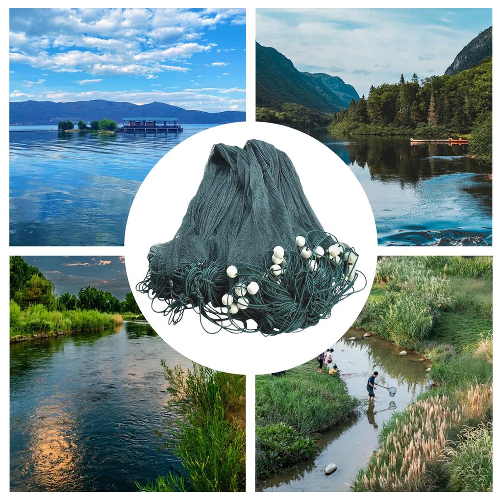 Professional Cast Fishing Net 6.5x33ft Durable PE Encrypted Mesh with Iron Sinkers for Ocean Lake River Fishing