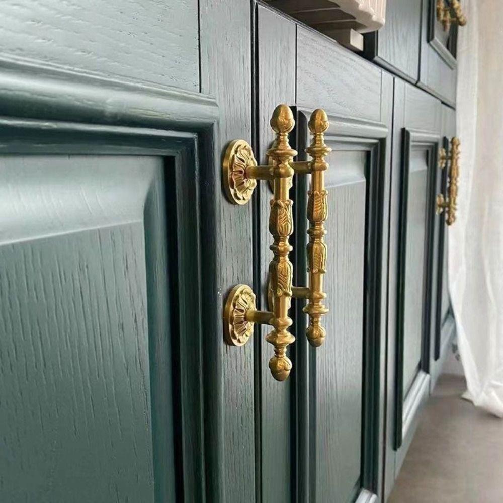 Solid Brass Cabinet Pulls Antique Bronze Finish Drawer Knobs Durable Wardrobe Handles  Bedroom Use