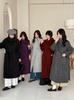 Purple Alpaca Double-Sided Cashmere Coat, Stand Collar, Knee-Length, Tie-Waist, Loose Fit, Korean Style for Autumn/Winter 2025.