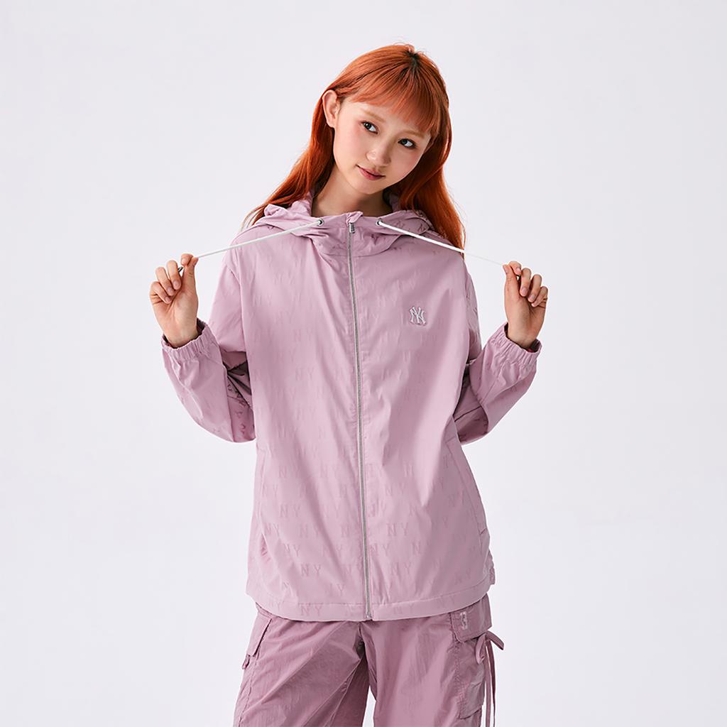 New MLB MONOGRAM Collection New York Yankees SS25 Jackets & Coats Unisex Heather Gray Pink 3AWJM0453-50PKM