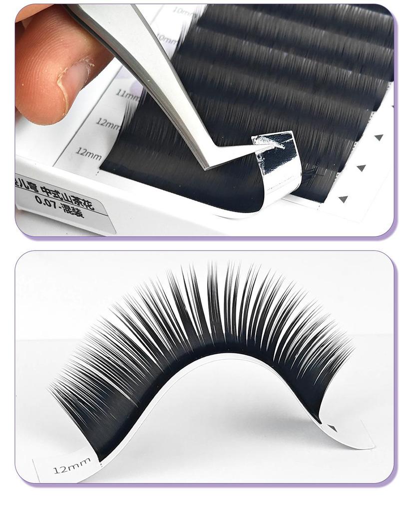 Chinese Camellia Soft Manga Lash Extensions - No Clumping, Fox Style, Super Long, Perfect for Beauty Salons