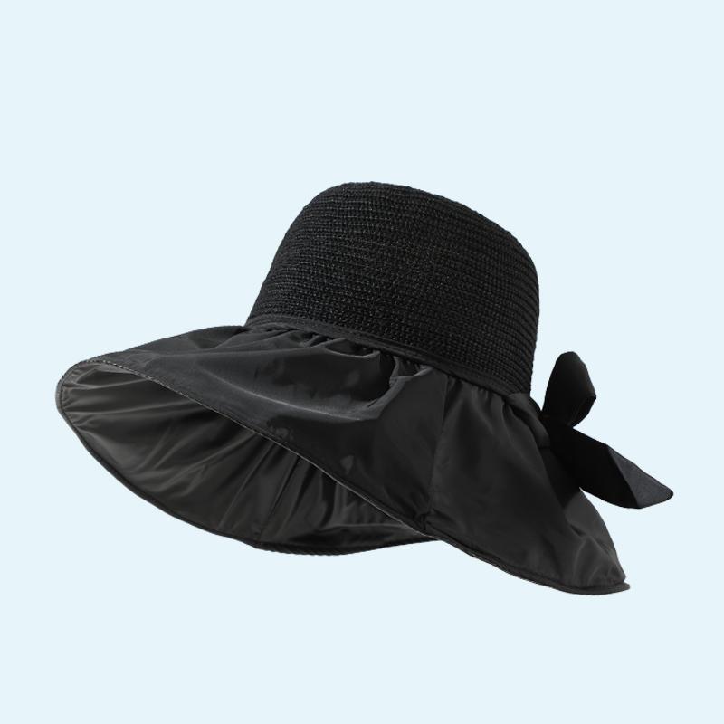Summer Sunshade Custom Ladies Anti-UV Breathable Knitting Sunscreen Large Brim Sun Hats One Size чёрный