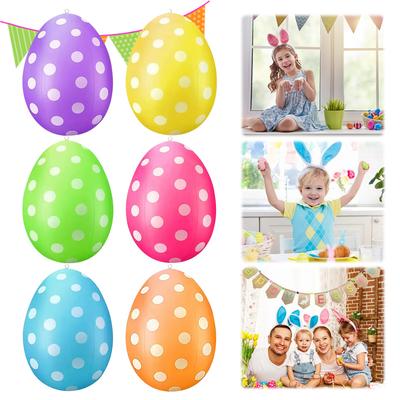 Easter Inflatable Egg Balloon DIY PVC Egg Ornament Wear Resist Colored Egg Balloon for Outdoor Garden Yard Lawn Pendant