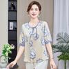 Chinese Style Summer Top for Middle-Aged Women - Printed, Short-Sleeved, Loose Fit T-Shirt