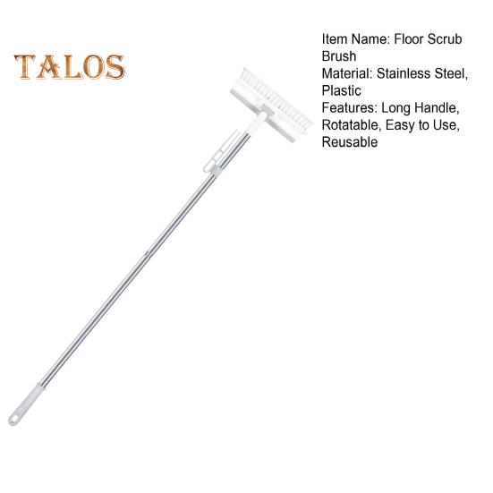Cleaning Floor Brush Rotatable Scrub With Long Handle Grout Brush Scrape Vshape Stiff Bristle Cleaning Brush With Squeegee