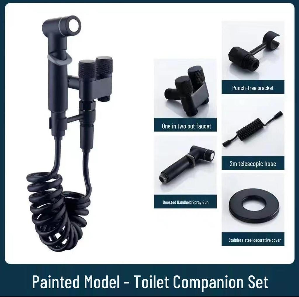 All-Copper Dual-Control Angle Valve & Spray Gun Bathroom Set