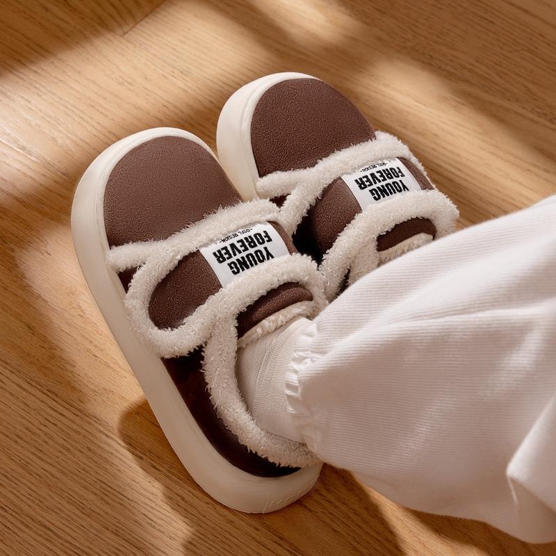 thick-soled cotton slippers women's autumn and winter new indoor home bag and velvet outer confinement cotton shoes