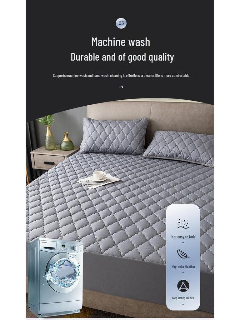Waterproof Quilted Mattress Protector: Breathable, Dustproof, Incontinence Fitted Sheet Cover.