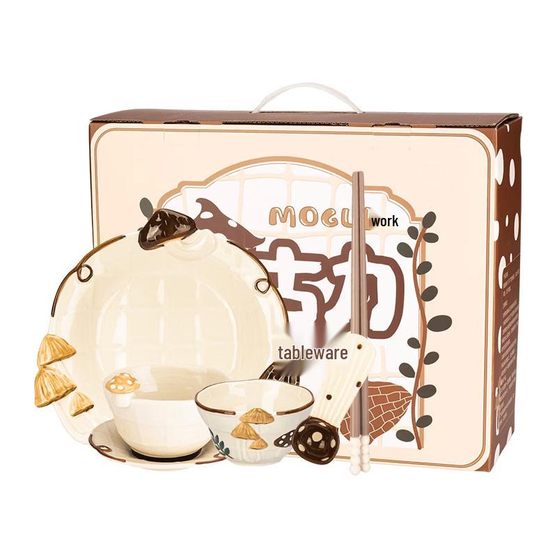 Mushroom Crayon Ceramic Tableware Gift Set Gift Box