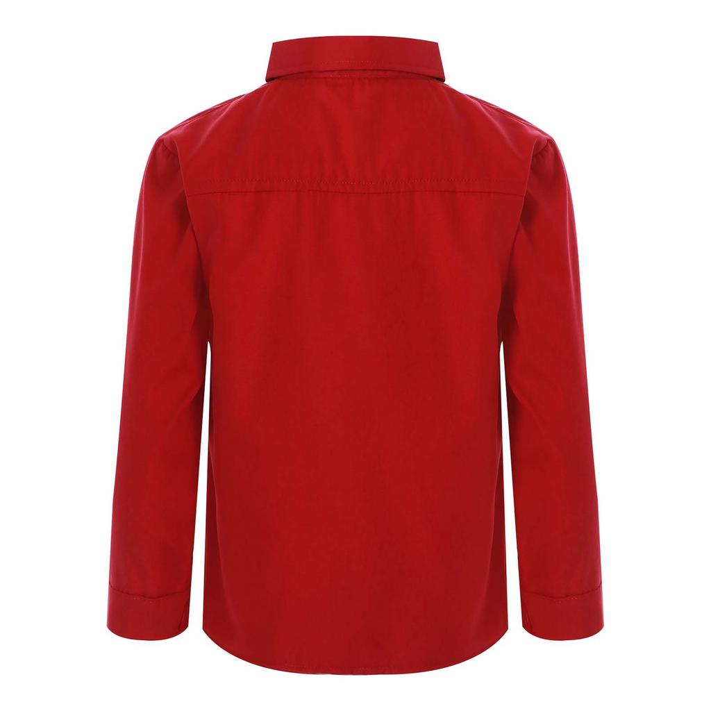 Chlapecká formální košile s dlouhým rukávem, s límečkem, zapínací na knoflíky, jednobarevná, ležérní top s náprsní kapsou