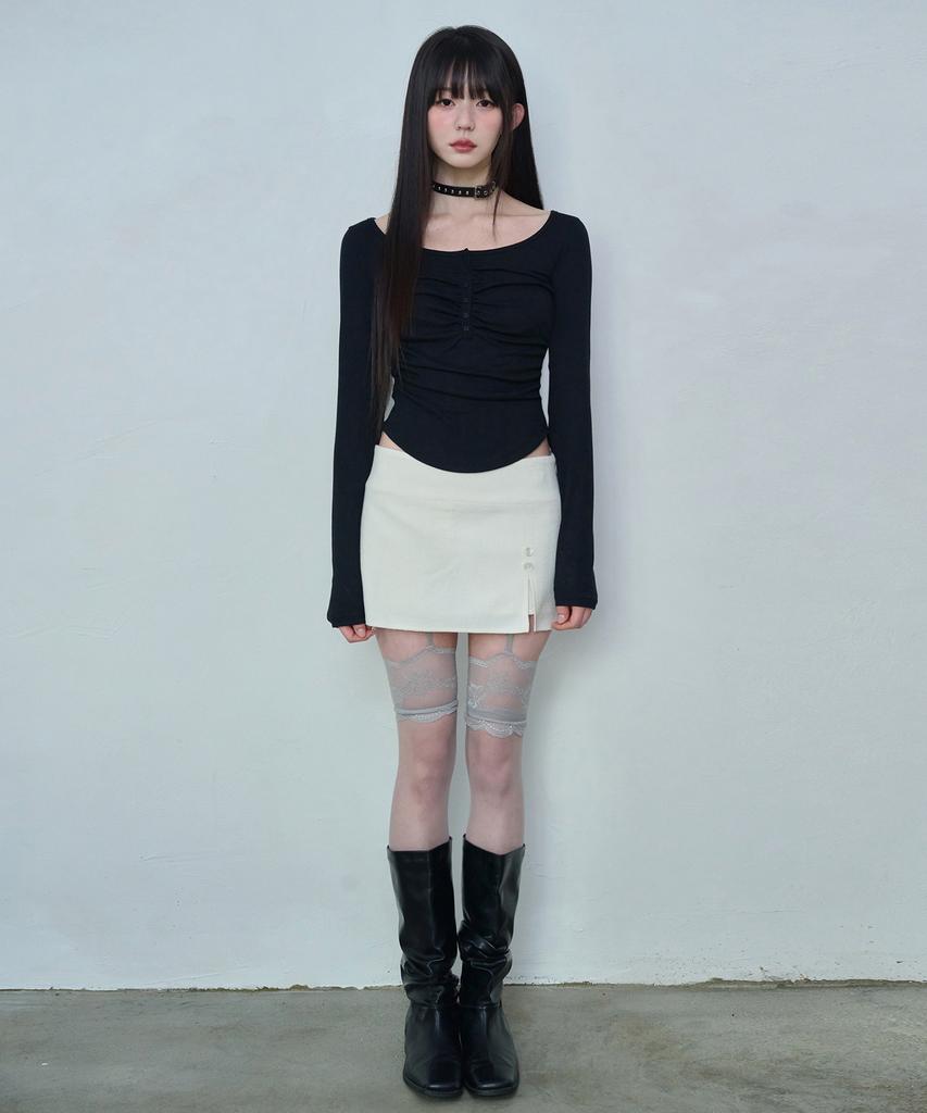 Leijeumiya Faye Soft Shirring Top [Black]
