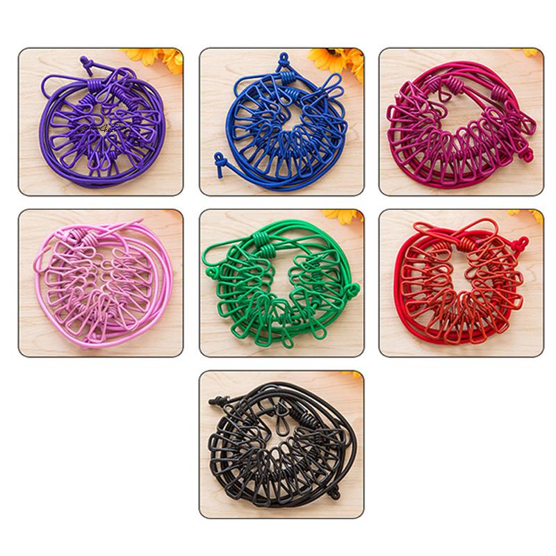 Portable Retractable Clothesline with 12 Clips Laundry Dryer Outdoor Clothes Rope Drying Rack Hanging Line for Clothes