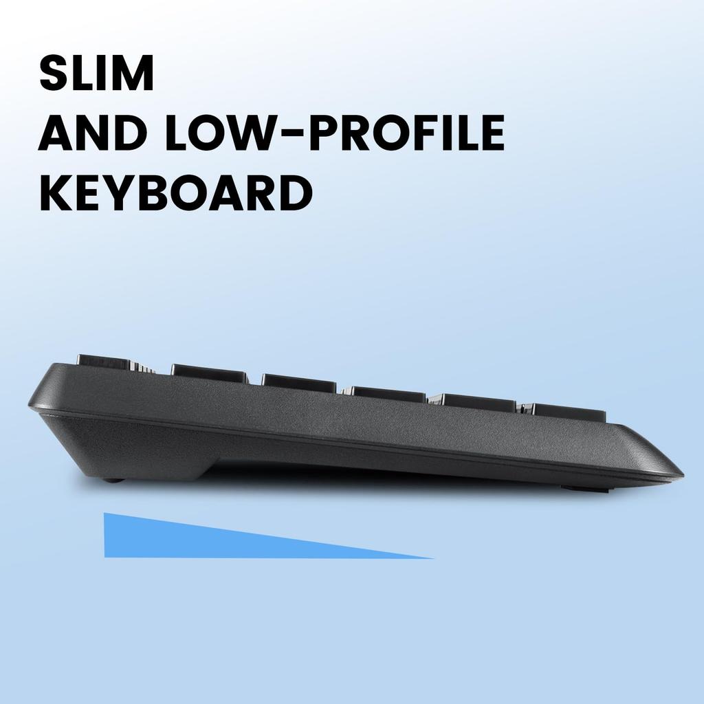 Perixx Wireless Keyboard and Mouse Full Size PERIDUO-716 Set, Black,