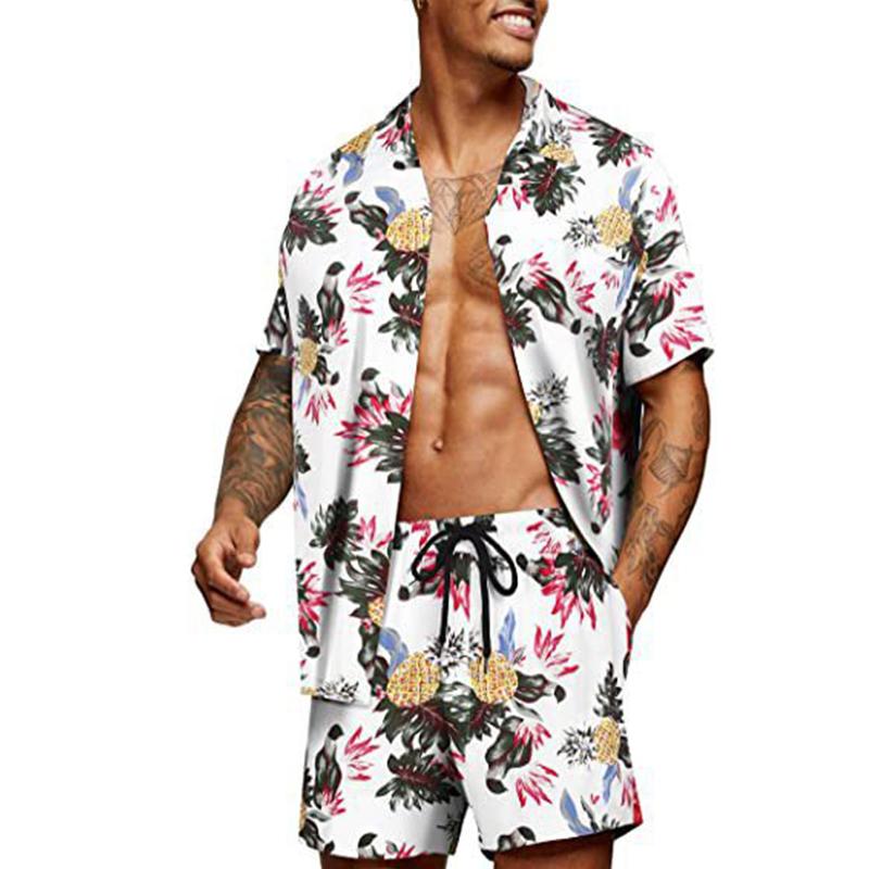 Men's Printed Shirt Sets High Quality Fashion Trend Shorts Hawaiian Style Casual Floral Tops