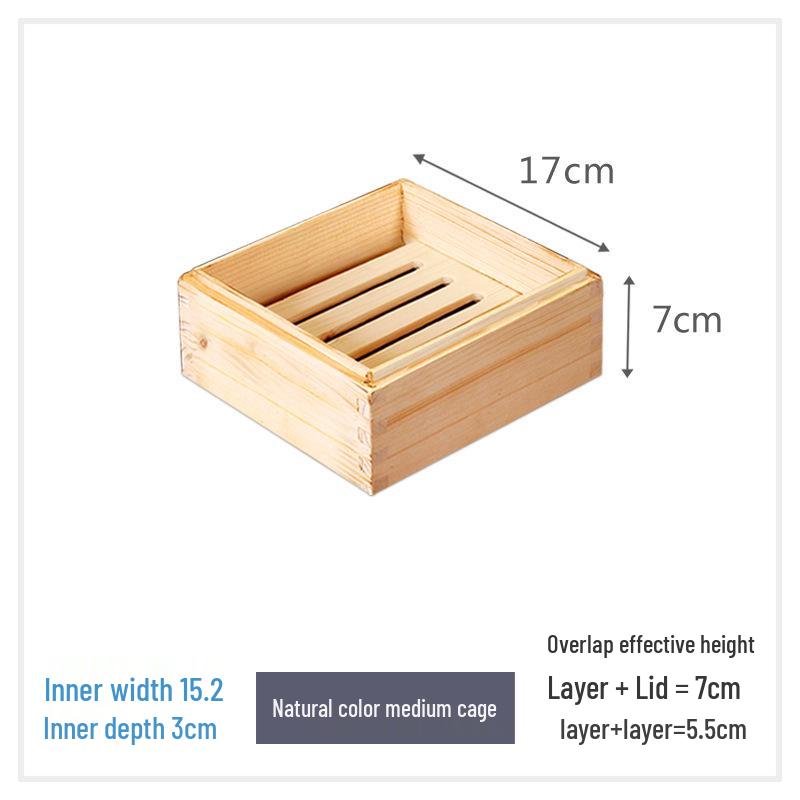 Cedar Wood Dim Sum Steamer Basket - Square Xiaolongbao & Rice Rack for Cantonese Tea
