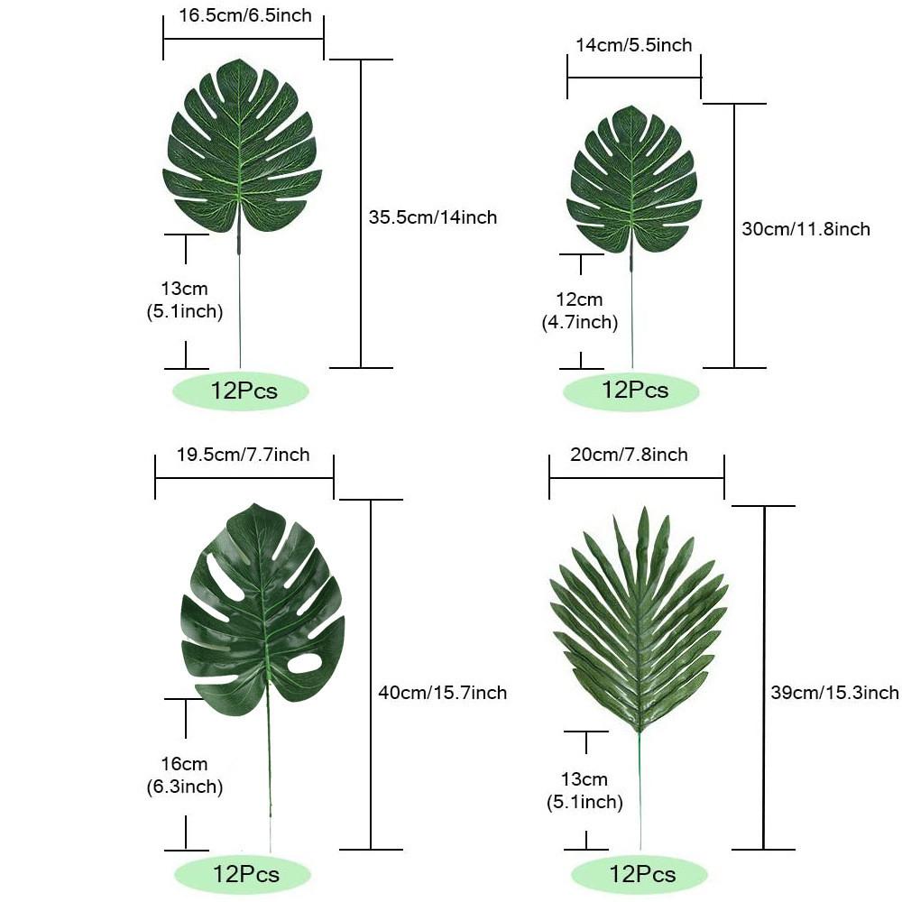 Tropical Plant Decor Set With Artificial Palm Leaves For Hawaii Jungle Party Supplies